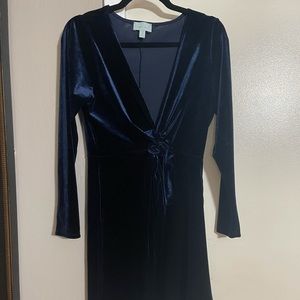 Dark blue velvet mini dress